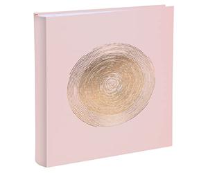 Exacompta - Ref. 16264E - ELLIPSE book photo album - 300 photos - 60 white pages - size 29 x 32 cm - light pink imitation leather cover with rose gold marking in the shape of an ellipse