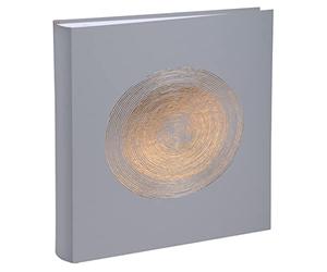Exacompta - Ref. 16265E - ELLIPSE book photo album - 300 photos - 60 white pages - size 29 x 32 cm - gray imitation leather cover with rose gold marking in the shape of an ellipse