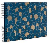 EXACOMPTA - Ref 16296E - Spiral Photo Album - 150 Photos - 60 Black Pages - Size 32 x 22 cm - Cardboard Cover Covered in Blue Textured Paper with Glossy Effect