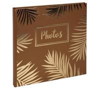 Exacompta - Ref 16309E - Box of 2 PALMA Book Photo Albums - 60 Photos - 30 Black Pages - 25 x 25 cm - Brown Coloured Paper Cover with Shiny Effects and Palm Leaves Pattern
