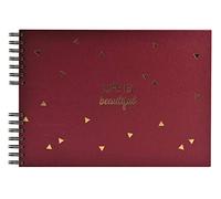 Exacompta - Ref 16453E - Life is Beautfiul Wirebound Photo Album - 320 x 220mm in Size, 50 Black Card Pages, Holds Up To 100 Photos - Red Coloured Cover