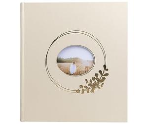 EXACOMPTA - Ref 16733E - Ringflower Latte Photo Album - 300 Photos - 60 White Pages - Format 29 x 32 cm - Cover with PU Effect Paper and Personalisation Window