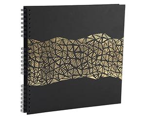 Exacompta - Ref 16981E - Aramy Spiralbound Photo Album - 320 x 320mm in Size, 60 Black Pages, Holds Approximately 360 Photos - Gold Marking Embossed Cover