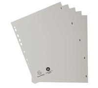 Exacompta - Ref 1705E - PP Printed Indices - For Use With A4 Documents, 0.1mm Polypropylene, Pre-Punched, Soft & Tear Resistant - 5 Divider Parts (1-5) - Grey