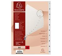 Exacompta 1 to 10 Numerical Dividers Blue Recycled 100% A4+ Grey White 10 Part 18 Holes