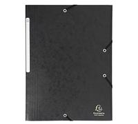 Exacompta - Ref 17116H - Elasticated 3-Flap Folder - 240 x 320mm in Size, Suitable for Storing A4 Documents, 425gsm Laminated Card, FSC-Certified - Black (Pack of 25)