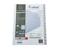 Exacompta - Ref 1715E - PP Printed Indices - For Use With A4 Documents, 0.1mm Polypropylene, Pre-Punched, Soft & Tear Resistant - 15 Divider Parts (1-15) - Grey