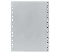 Exacompta - Ref. 1720B - 1 Gray recycled PP alphabet printed dividers A-Z (German alphabet) - 20 positions - A4 - Gray