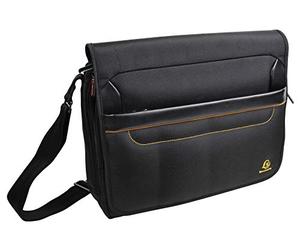 Exacompta - Ref 17234E - Exactive Laptop Case - 380 x 305 x 100mm in Size, Padded Compartment for a 14" Laptop or Tablet, Hardwearing Polyester - Black & Orange