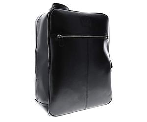 Exacompta - Ref 17637E - Exactive - Leather Laptop Backpack - 300 x 400 x 140mm in SIze, Padded Compartment for a 15.6" Laptop or Tablet, Black & Orange