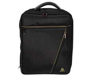 Exacompta - Ref 17734E - Exactive Laptop Case/Backpack - 320 x 490 x 110mm in Size, Padded Compartment for a 15.6" Laptop or Tablet, Hardwearing Polyester - Black & Orange
