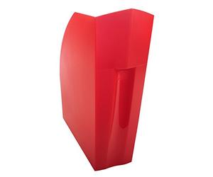 Exacompta - Ref 18024D - Magazine File - 292 x 110 x 320mm in Size, Suitable for A4+ Documents, Stable, Large Storage Capacity, Conical Shape for Handling - Carmin Red