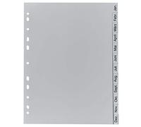 Exacompta - Ref. 1812B - 1 Gray Recycled PP Monthly Printed Dividers - January - December (German) - 12 positions - A4 - Gray