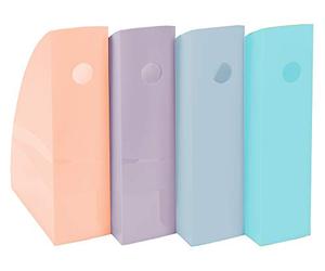 Exacompta - Ref 18296SETD - Mag-Cube Magazine Files - 266 x 328 x 205mm in Size, Suitable for A4+ Documents, Finger Hole - Assorted Colours (Pack of 4)