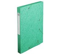 Exacompta - Ref 18503H - Cartobox Pressboard Filing Box - 25 x 33cm, Suitable for A4 Documents, Elastic Straps on 2 Corners, 25mm Spine, FSC-Certified - Green