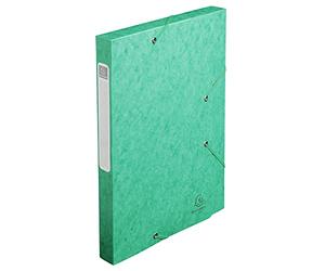 Exacompta - Ref 18503H - Cartobox Pressboard Filing Box - 25 x 33cm, Suitable for A4 Documents, Elastic Straps on 2 Corners, 25mm Spine, FSC-Certified - Green