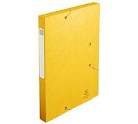 Exacompta Ref - 18506H Cartobox Elasticated Filing Boxes, 25x33cm Suitable for A4+ Documents, 25mm Spine and Made From Pressboard, Pack of 25 Yellow Filing Boxes