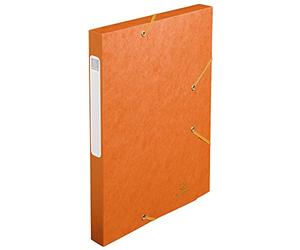 Exacompta - Ref. 18517H - 25 CARTOBOX filing boxes with rubber bands - delivered flat - 2.5 cm spine - glossy card 5/10th - 400g/m² - dimensions 25x33cm - A4 filing format - orange color