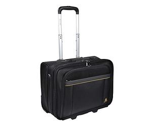 Exacompta - Ref 18534E - Exactive - Exatrolley Travel Suitcase With Wheels and a Telescopic Handle - 450 x 250 x 395mm in Size, Padded Compartment for a 15.6" Laptop - Black & Orange
