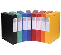 Exacompta Ref - 19500H Cartobox Elasticated Filing Boxes, 25x33 cm Suitable for A4+ Documents, 50 mm Spine and Made From Pressboard, Pack of 10 Assorted Colours Filing Boxes