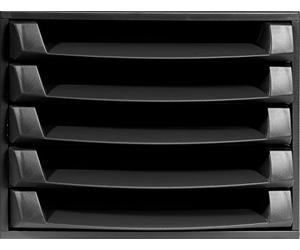 Exacompta - Ref 221014D - ECOBlack - The Box - 387 x 284 x 218mm in Size, 5 Open Drawers, 38mm Drawer Height, Suitable for Storing A4+ Documents - Black