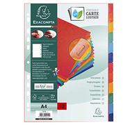 Exacompta - Ref 2212E - Nature Future Dividers - Suitable for A4 Documents, Pre-Punched, 225gsm Genuine Pressboard, 12-Part Dividers, FSC-Certified - Multi-Coloured