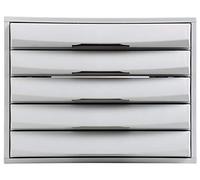 Exacompta - Ref 222040D - The Box Office Storage Drawer Set - 387 x 284 x 218mm in Size, 5 Closed Drawers, 38mm High Drawers, Suitable for A4+ Documents - Light Grey