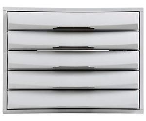 Exacompta - Ref 222040D - The Box Office Storage Drawer Set - 387 x 284 x 218mm in Size, 5 Closed Drawers, 38mm High Drawers, Suitable for A4+ Documents - Light Grey