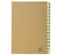 Exacompta Ref - 22219E Kraft Multipart File, 25x33cm for A4 Sized Documents, 1-31 Printed Tabbed Sections, Expandable Spine, Brown Thick Card Cover, Blue Angel Certified