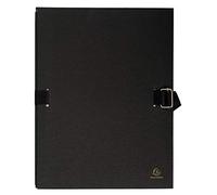 Exacompta - Ref 223265E - Expandable Canvas Folder - Suitable for Storing & Transporting A4 Documents, Expandable to Hold Additional Documents, Strap Closure - Black