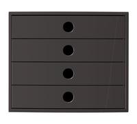 Exacompta - Ref 22799SD - FILIBOX - Black cabinet with 4 closed drawers for A4+ documents - External dimensions: Depth 34.8 x Width 28.4 x Height 23.3 cm - Black