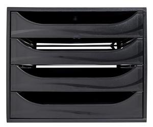 Exacompta - Ref 228014D - EcoBox Drawer Set - 248 x 284 x 234mm in Size, 4 Drawers, Suitable for A4+ Documents, Stackable, Safety Stop Feature - EcoBlack