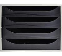 Exacompta - Ref 2286014D - EcoBox Drawer Set - 248 x 284 x 234mm in Size, 4 Drawers, Suitable for A4+ Documents, Stackable, Safety Stop Feature - Black