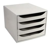 Exacompta - Ref 228606D - Office ECOBOX Desktop Drawer Set - 348 x 284 x 234mm in Size, Suitable for A4+ Documents, 4 Drawer Set, Vertically Stackable - Grey