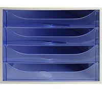 Exacompta - Ref 228610D - EcoBox Drawer Set - 248 x 284 x 234mm in Size, 4 Drawers, Suitable for A4+ Documents, Stackable, Safety Stop Feature - Ice Blue