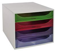 Exacompta Linicolor Drawer Unit Plastic Harlequin 4 Drawers 28.4 x 34.8 x 23.4 cm A4+