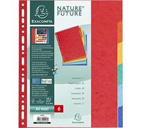 Exacompta - Ref 2406E - Nature Future Dividers - Suitable for A4+ Documents, Pre-Punched, 225gsm Genuine Pressboard, 6-Part Dividers, FSC-Certified - Multi-Coloured
