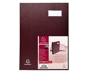 Exacompta - Ref 24124E - Direction Signature Book - 240 x 320mm in Size, Suitable for Storing A4 Documents, Plastic Cover &,300gsm Interior, 12 Compartments - Burgundy