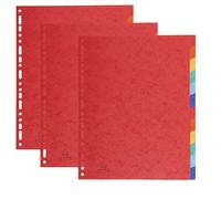 Exacompta - Ref 2412SE - Pack of 3 Sets of dividers Made of Genuine Soft Glossy Card 225 g/m2 FSC with 12 Neutral tabs - Format to File A4 Maxi - Size 24.5 x 29.7 cm - Assorted Colours