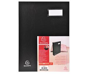Exacompta - Ref 24161E - Direction Signature Book - 240 x 320mm in Size, Suitable for Storing A4 Documents, Plastic Cover &,300gsm Interior, 16 Compartments - Black