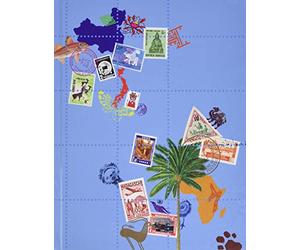 Exacompta - Ref. 25634E - Lot of 5 stamp albums 16 pages globe trotter - 16.5 x 22.5 cm - assorted colors