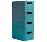Exacompta - Ref 27034D - Box of 4 folding boxes, multi-use SMARTCASE lockers - Delivered flat, dimensions unfolded: Depth 18.8 x Width 13.8 x Height 9.5 cm - Pacific Blue