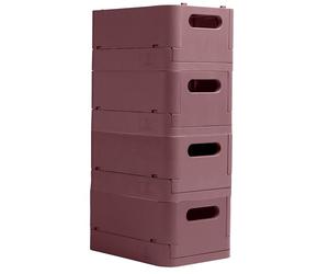 Exacompta - Ref 27038D - Box of 4 folding boxes, multi-use SMARTCASE - Delivered flat, dimensions unfolded: Prof.18.8 x width 13.8 x height 9.5 cm - Old pink