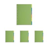 Exacompta - Ref 2706E - Forever Collection - 100% Recycled PP Dividers - Suitable for Use with A4 Documents, 6 Part Dividers, Recycled Polypropylene - Multi-Coloured (Pack of 4)