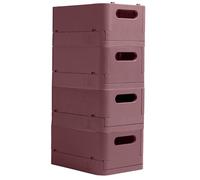 Exacompta - Ref 27238D - Box of 4 folding boxes, multi-use SMARTCASE lockers - Delivered flat, dimensions unfolded: Prof.37.5 x w.27.5 x h.16.3 cm - Old pink
