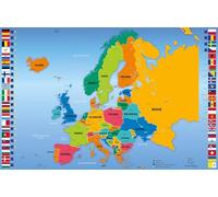 Exacompta - Ref 29795E - Box of 10 Rigid Cardboard Desk Pads - Front and Back in PVC to Withstand Daily use - 37.5 x 57.5 cm - Visual map of Europe - Delivered Flat Packed