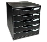 Exacompta - Ref 301414D - Modulo A4 EcoBlack - 350 x 288 x 320mm in Size, 5 Closed Drawers (54mm Height), Smooth Opening with Stop, Label Holders - Black