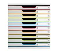 Exacompta - Ref. 302913D - MODULO A4 - Box with 10 closed drawers for A4+ documents - External dimensions: depth 35 x width 28.8 x height 32 cm - white/harlequin/white