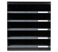 Exacompta - Ref 303714D - Modulo A4 EcoBlack - 350 x 288 x 320mm in Size, 5 Open Drawers (54mm Height), Smooth Opening with Stop, Label Holders - Black/Mouse Grey