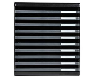 Exacompta - Ref 304714D - Modulo A4 EcoBlack - 350 x 288 x 320mm in Size, 10 Open Drawers (26mm Height), Smooth Opening with Stop, Label Holders - Black/Mouse Grey